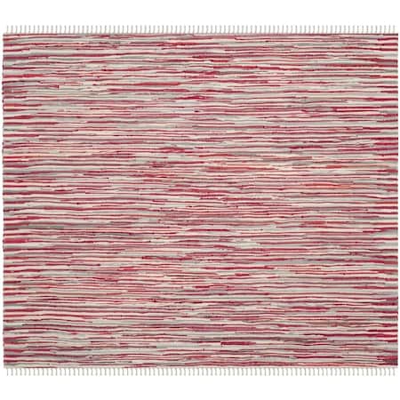 Safavieh 4 x 4 ft. Rag Rug Hand Woven Square Area RugRed & Multi-Color RAR129R-4SQ