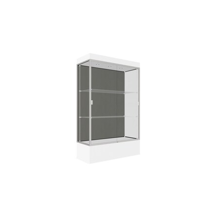 Ghent Lighted Floor Display Case 48x76x20, 12" Base, Satin 94LFSL-SN-WHT