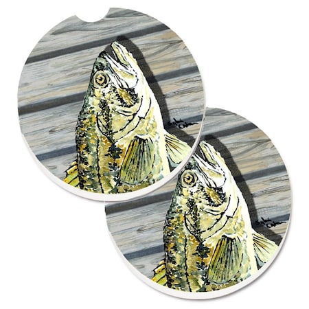 Carolines Treasures Fish Bass Small Mouth Set of 2 Cup Holder Car Coaster 8493CARC