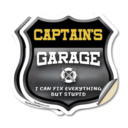Signmission Captain's Garage I Can Fix Everything But Stupid, 4 inch X 4 inch, Vinyl Decal, 2PK SHI-D-2PACK-4-490-CAPTAIN