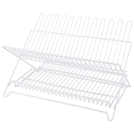 Simple Spaces Dish Rack, 20 lb Capacity, 18-1/4 in L, 12-3/4 in W, 11 in H, Steel, White, White PE Coated JI-22W-3L