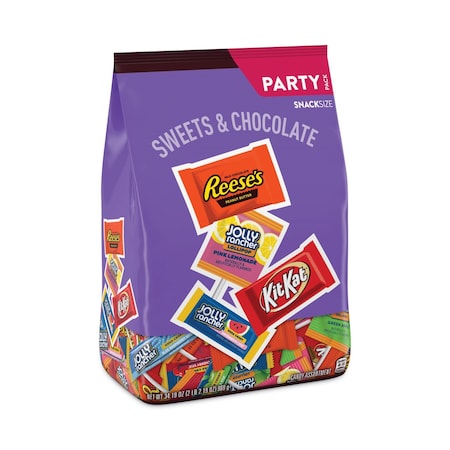 Hersheys Snack-Size Sweets and Chocolate Assortment Party Pack, 34.19 oz Bag HEC93942