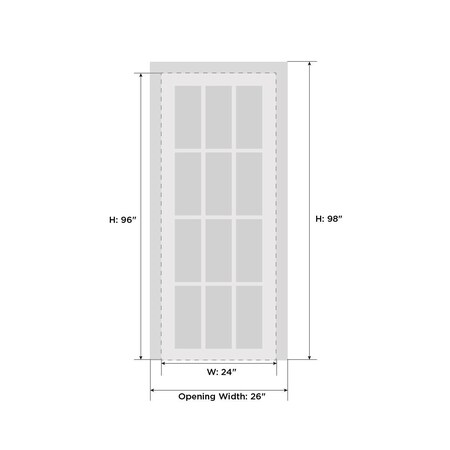 Sartodoors Solid French Door Frosted Glass White 24x96 Solid Core Modern Interior QUADRO4266ID-WS-2496