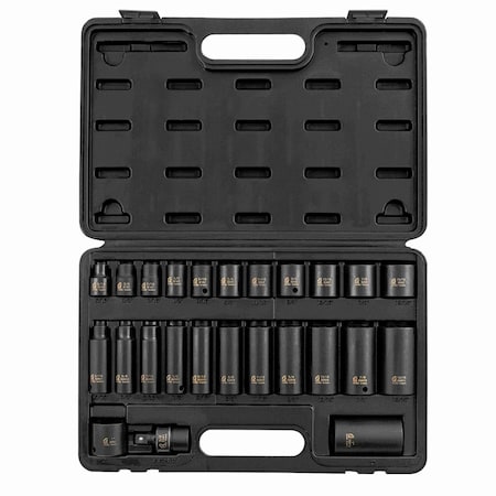 Sunex 3/8 in Drive Sae 12 Point Standard & Deep 25-Piece Master Impact Socket Set 3326