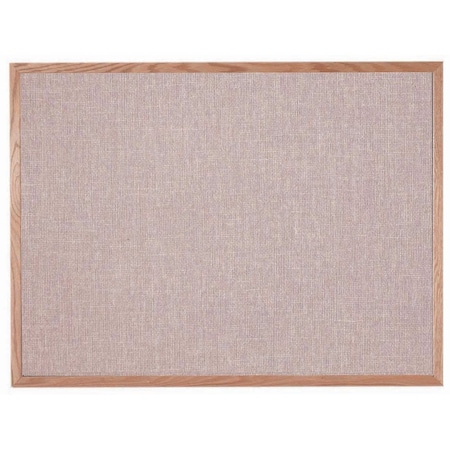 Aarco Designer Fabric Bulletin Board w/ an Oak Frame, Frame: Clear Lacquer, Board: Quartz 36''Hx48''W OF3648005