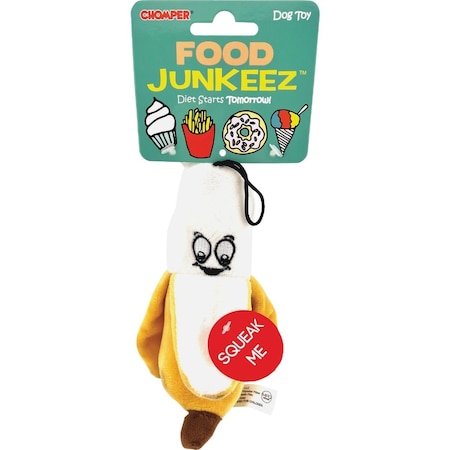Boss Pet Chomper Food Junkeez Plush Banana Small Dog Toy ZD2198 12 22