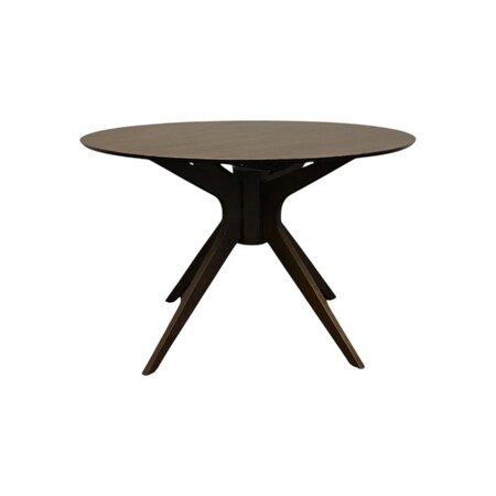 Homeroots 47" Walnut Solid Wood Pedestal Base Round Top Dining Table 716294