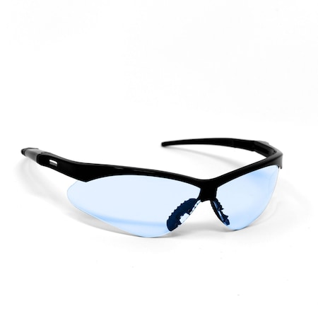Optimax Sporty PC Temples, Single-Piece Wrap-Around Lens, Adjustable Temples, Light Blue Lens, 12PK 110LB