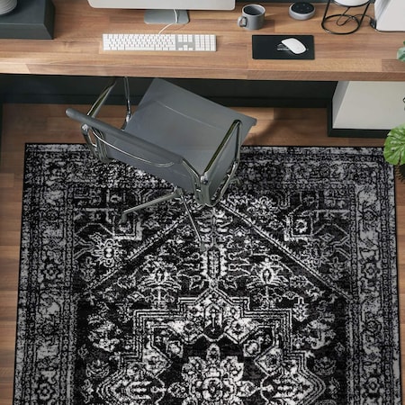 World Rug Gallery Vintage Medallion Area Rug 4 ft x 6 ft Black WR142BLACK4X6