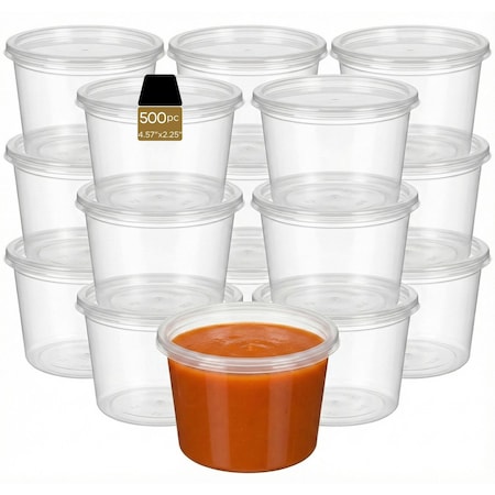 Eco Harmony Products Deli Container Cup with Lid, Clear Plastic, 16oz, 500PK 804532