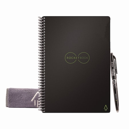 Rocketbook Core Smart Notebook, Medium/College Rule, Infinity Black Cover, (18) 8.8 x 6 Sheets RNCELM-BLK
