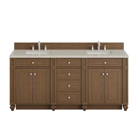 James Martin Vanities Bristol 72" Double Vanity, Saddle Brown, w/ 3 CM Siberian Silestone Top w/FreePower Wireless Charger 157-V72-SBR-FSFR