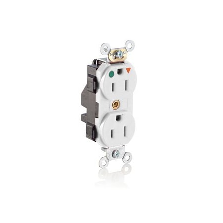 Leviton Lev-Lok Hospital Grade Tamper Resistant Duplex Receptacle, 15 Amp, 125 Volt MT820-IGW