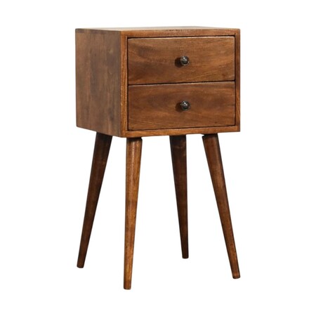 Homeroots 22" Chestnut Solid Wood Two Drawer Nightstand 722547
