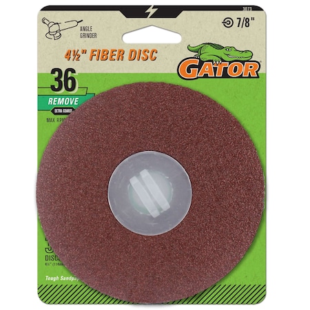 Gator Finishing 4.5 in. Power Angle Grinder Fiber Disc, 36 Grit, Extra Coarse, 3PK 3073