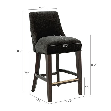 Manhattan Comfort Beever Chenille Wood Counter Stool in Black CS024-BK