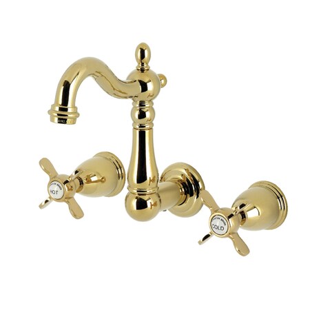 Kingston Brass Double-Handle Wall Mount Bathroom Faucet, Polished Brass KS1222BEX