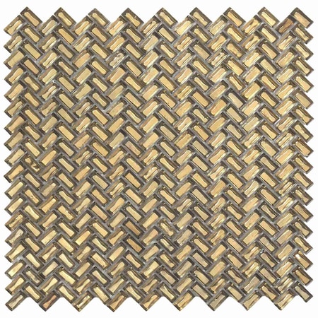 Apollo Tile Gold 11.8 in x 11.9 in Glass Glossy Floor and Wall Mosaic Tile 9.75 sqft/case, 10PK APLAHB8806A