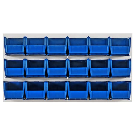 Quantum Storage Systems 36X19 HC LOUVERED PANEL W/18 BINS BLUE QLP-3619HC-230-18BL