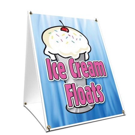 Signmission Ice Cream Floats, 36 Inch x 24 Inch A-frame Yard Sign, Plastic Sign SBC-2436-Ice Cream Floats