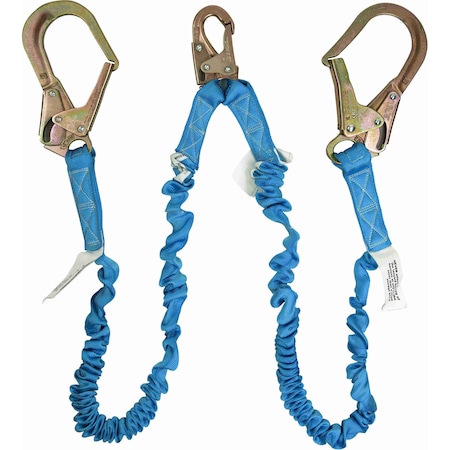 Ironwear 4.5 ft-6 ft Internal Double Leg Energy-Absorbing Lanyard w/ 3 Hooks 2340