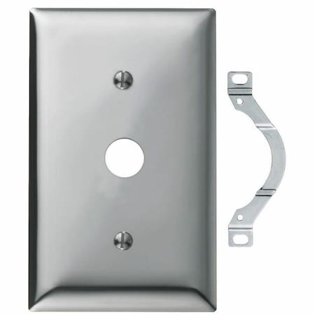 Hubbell Wiring Device-Kellems Wallplates and Boxes, Metallic Plates, 1- Gang, 1) .64" Opening, Standard Size, Chrome Plated Steel SCH12