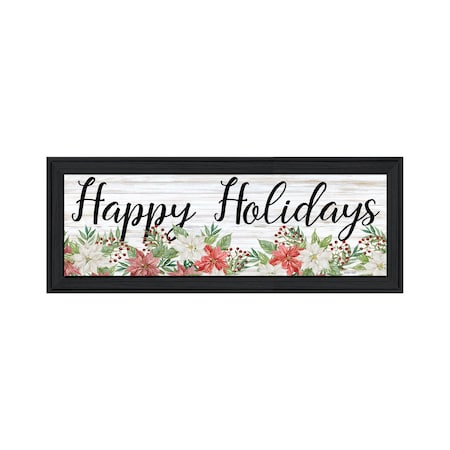 Homeroots Happy Holiday Black Framed Print Wall Art 529703