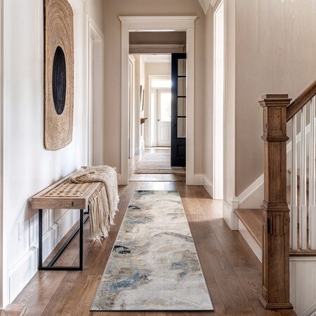 World Rug Gallery Neutral Desert Drift Runner Rug 2 ft 3 in x 12 ft Beige WR205BEIGE23X12