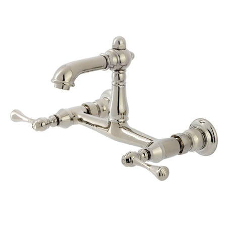 Kingston Brass Double-Handle Wall Mount Bathroom Faucet, Polished Nickel KS7256BL