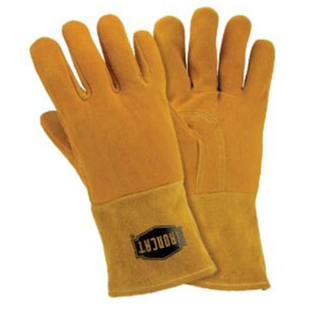 West Chester Protective Gear 813-6030-M Gold Ironcat Insulated Top Grain Reverse Deerskin MIG Welding Gloves, 6PK 813-6030/M
