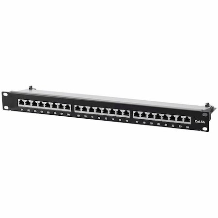 Monoprice Entegrade Series Cat6A 19in 1U Patch Panel_ Shielded_ 24-port Dual IDC 39752