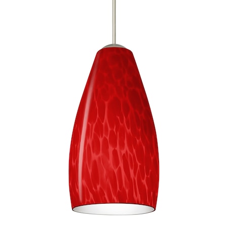 Besa Lighting Besa Karli Pendant, Red Cloud, Satin Nickel Finish, 1x 5W LED 1XT-7198RC-LED-SN