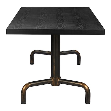 Homeroots 71" Black and Gold Wood and Steel Trestle Base Dining Table 572225
