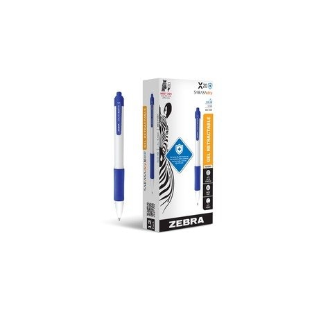 Zebra SARASA dry X20+ Gel Retractable RDI, 0.7 mm Medium Conical Pen Point, Retractable, Blue Ink, 6PK 41620