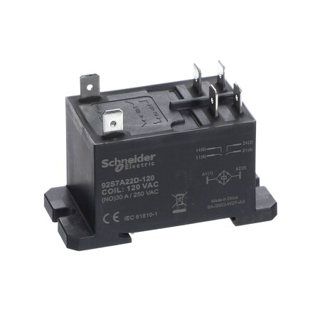 Hussmann Power Relay, 120VAC Coil, 30A, Normally Open 3129861
