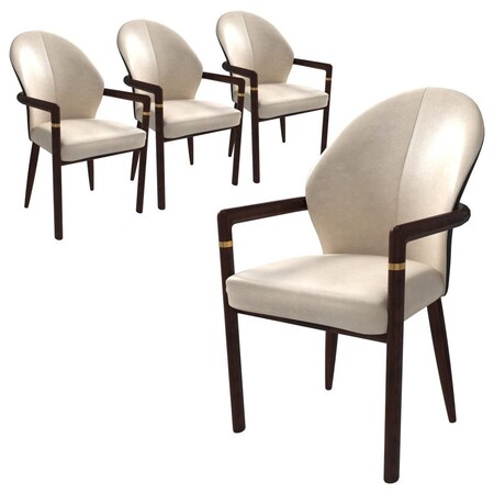 Leisuremod Opaline Series Elegant Wooden Dining Chair in Black Velvet and Taupe, 4PK OC24BLTP4