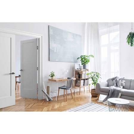 Reso 72 in x 80 in Solid Core Primed Double Pre-hung French Door with Catch ball and Matte Black Hinges RID-72-1W-MB-T