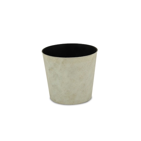 Homeroots 9in Gray Recycled Plastic Indoor Outdoor Round Pot Planter 488199