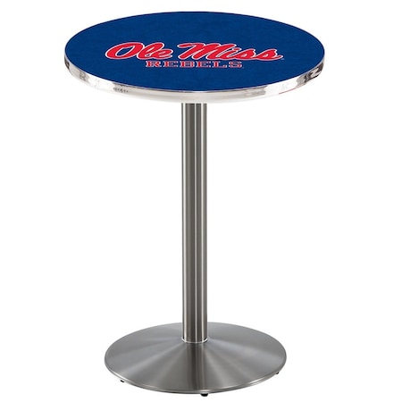 Holland Bar Stool Co 36" Stainless Steel Ole' Miss Pub Table, 36" dia. Top L214S3636MssppU