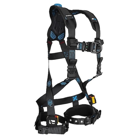 Falltech FT-One Full Body Harness, L, 425 lb, Quick-Connect Chest/ Tongue Leg Straps, Back, Chest D-Ring 8128BFDL