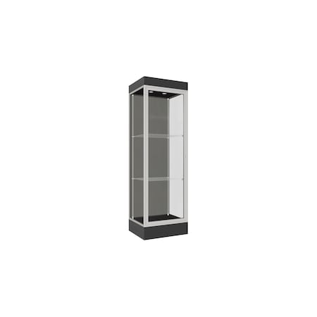 Ghent Lighted Floor Display Case 24x76x20, 6" Base, Satin 91LFSL-SN-BLK