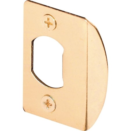 Defender Security Door Strike Plate, 2-1/4 in L, 1-7/16 in W, Steel, Brass E 2307