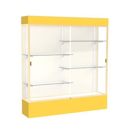 Ghent Lighted Floor Display Case 72x80x16, Plaque, Champange 3176PB-GD-GR