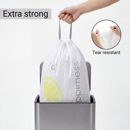 Happimess 13.2-Gallon 50L Lemon Scented Drawstring Trash Can Liner, White, 20-Count, 1-Pack of 20 Liners HPM3100C-W-1SET