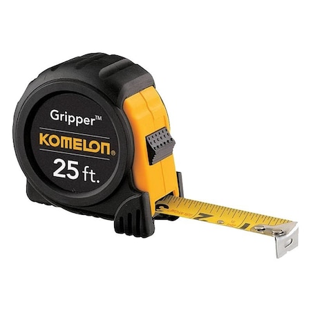 Komelon GRIPPER Series Tape Measure, 25 ft L Blade, 1 in W Blade, Steel Blade, ABS Case 5425