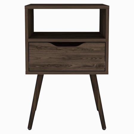 Homeroots 25" Brown Wood One Drawer Nightstand 534882