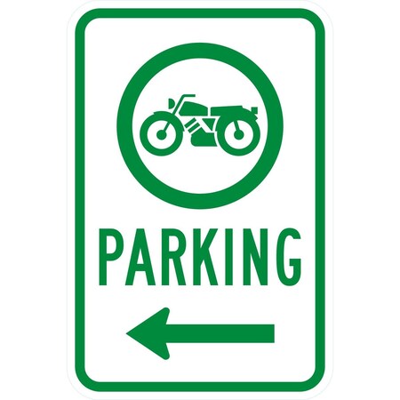 Lyle Motorcycle Parking <--- (W/Sym), 12x18, Diamond Grade, White G-2729-DG_12x18