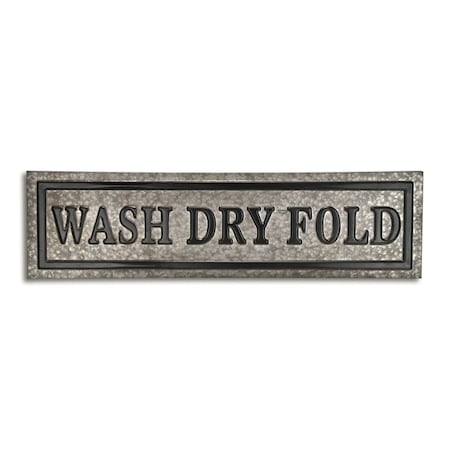 Homeroots 10" X 36" Gray Wash Dry Fold Metal Wall Decor 487506