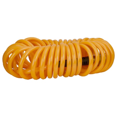 Freeman 1/4in x 25' Polyurethane Recoil Air Hose with Bend Restrictors and Brass Fittings P1425RCF