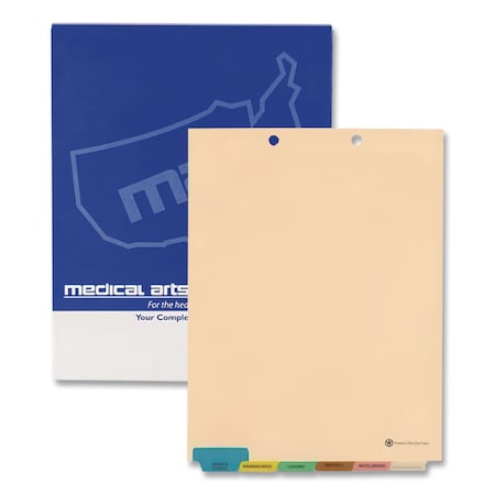 Medical Arts Press Six-Tab Medical Chart Indexes, Bottom Tab, Assorted Medical, Manila, 65PK 33157